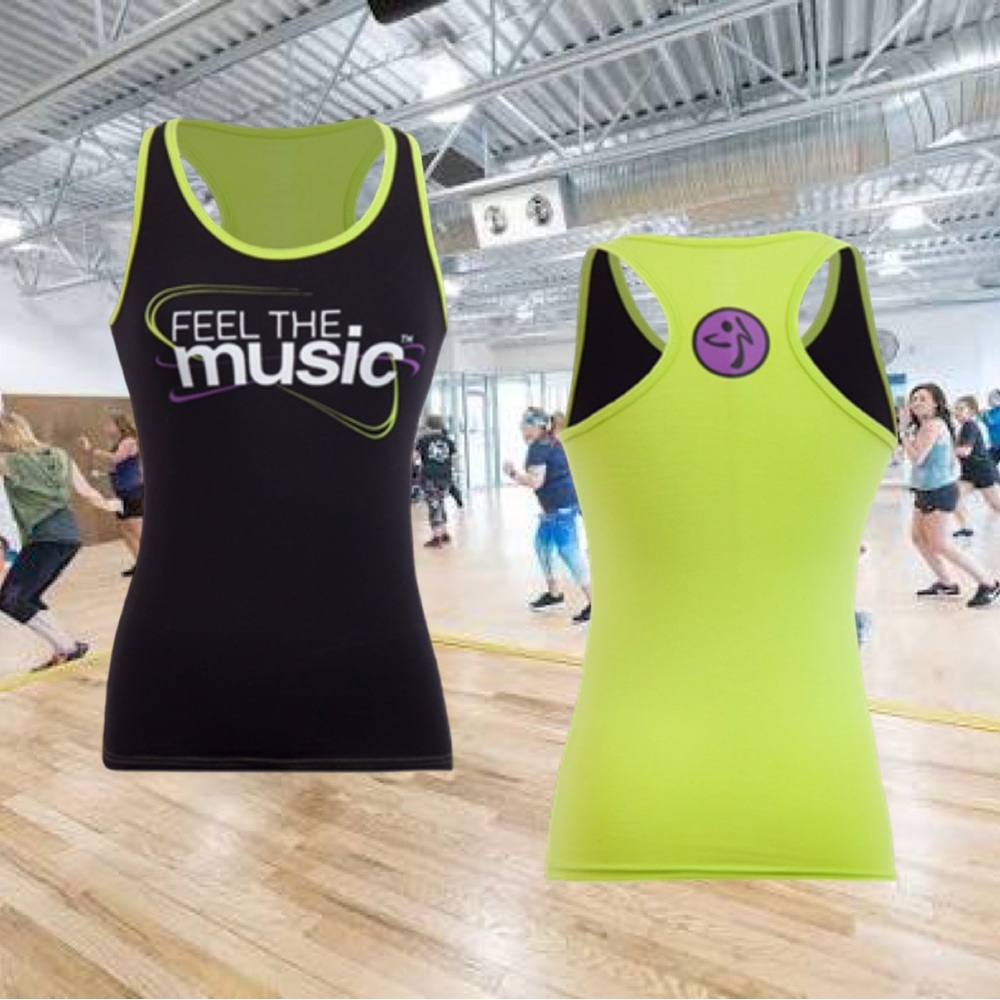 Lot of 4 Zumba Tank Tops - Teal, Purple, Yellow, Black/Lime Green Size XXL - Picture 4 of 9